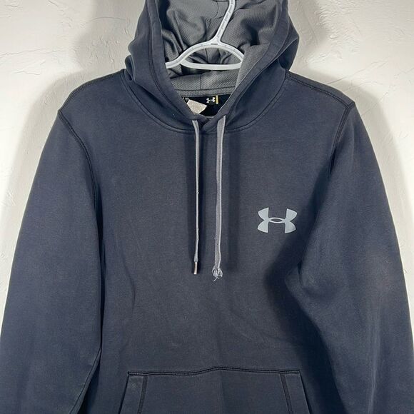🔥 Vintage UNDER ARMOUR Quality HOODIE Sweatshirt - Black - Men Sz S - EXCELLENT - Picture 1 of 8